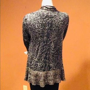 NWOT Animal Print/Lurex Open Drape Cardigan: Small
